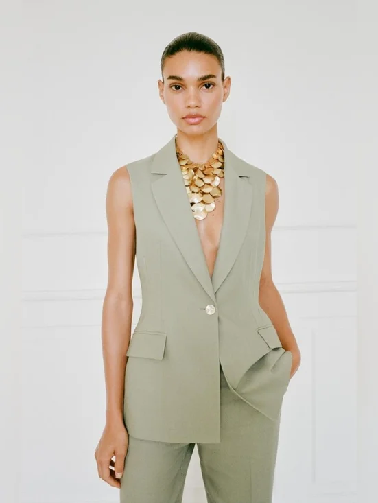 LINEN LONG VEST WITH STRAIGHT LEG LINEN PANTS SIZE XS/S - Picture 5 of 13